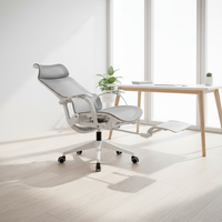 Chaise de bureau exécutive ergonomique inclinable en maille avec repose-pieds : chaise de bureau pivotante confortable pour la sieste/le jeu