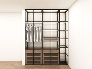 Armoires modernes en contreplaqué avec portes en verre, éclairage LED et grand espace de rangement pour le salon, meubles de maison - Product Image 3