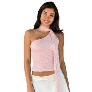 Top de Tirantes con Cuello Halter de Encaje para Mujer, con Tirantes Ajustables, Estampado Floral en Relieve, Ropa de Calle de Verano, Secado Rápido y Transpirable - Product Image 1