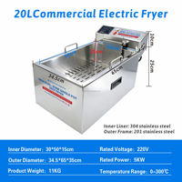 Friteuse électrique commerciale Hansu 20L à double température avec affichage numérique et contrôle de la température pour frites et snacks
