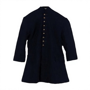 Men's Dark Blue Waterproof Reversible <b>Woolen</b> Overcoat Mandarin Collar Single Breasted Long Sleeve Regular Fit Outerwear - Product Image 1