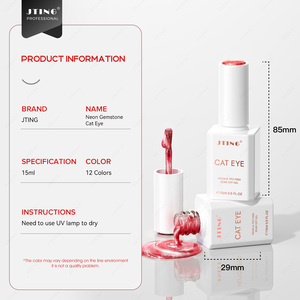เจลทาเล็บแมวตาแมวสีนีออน JTING ขายส่ง ชุด 12 สี ปราศจากสาร HEMA&TPO พร้อมกลิตเตอร์แม่เหล็ก รับผลิตแบรนด์ส่วนตัว - Product Image 6