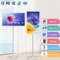 Tv inteligente de alta calidad de 21,5 pulgadas con cámara Pantalla táctil Reproductor de video HD Android Soporte móvil de gran tamaño TV portátil