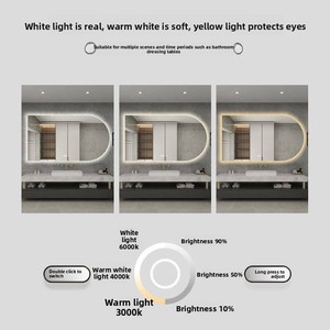 <span class=keywords><strong>Espejo</strong></span> de <span class=keywords><strong>Baño</strong></span> Inteligente con Arco, Luz LED, Pantalla Táctil, Antivaho, Montado en la Pared, Diseño Moderno Minimalista, Lentes de Vidrio - Product Image 4