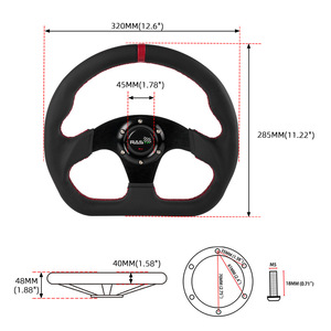 Rastp Steering <b>Wheel</b> 320mm Leather Racing Style 3 <b>Spokes</b> For Car - Product Image 2