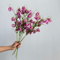 Buket Bunga Fritillaria Buatan Tangan C276 dari Sutra, Bunga Fritillaria Ungu Kecil Tiruan untuk Dekorasi Pernikahan dan Hari Ibu
