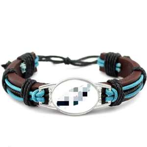 Pulseras de Cuero Trenzado Retro al por Mayor con Dijes de Metal de los 32 Equipos de Fútbol Americano, Pulseras de Aleación Multicapa con Impresión de Clubes de Fútbol - Product Image 2