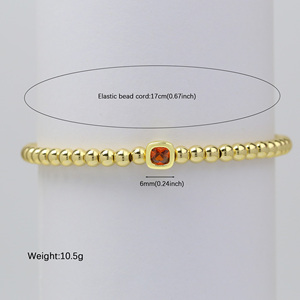 Bracelet délicat en laiton avec pierre <span class=keywords><strong>de</strong></span> <span class=keywords><strong>naissance</strong></span> des 12 mois, bracelet à perles avec pierre <span class=keywords><strong>de</strong></span> <span class=keywords><strong>naissance</strong></span>, zircon coloré, bracelet à double perles réglable, cadeau - Product Image 2