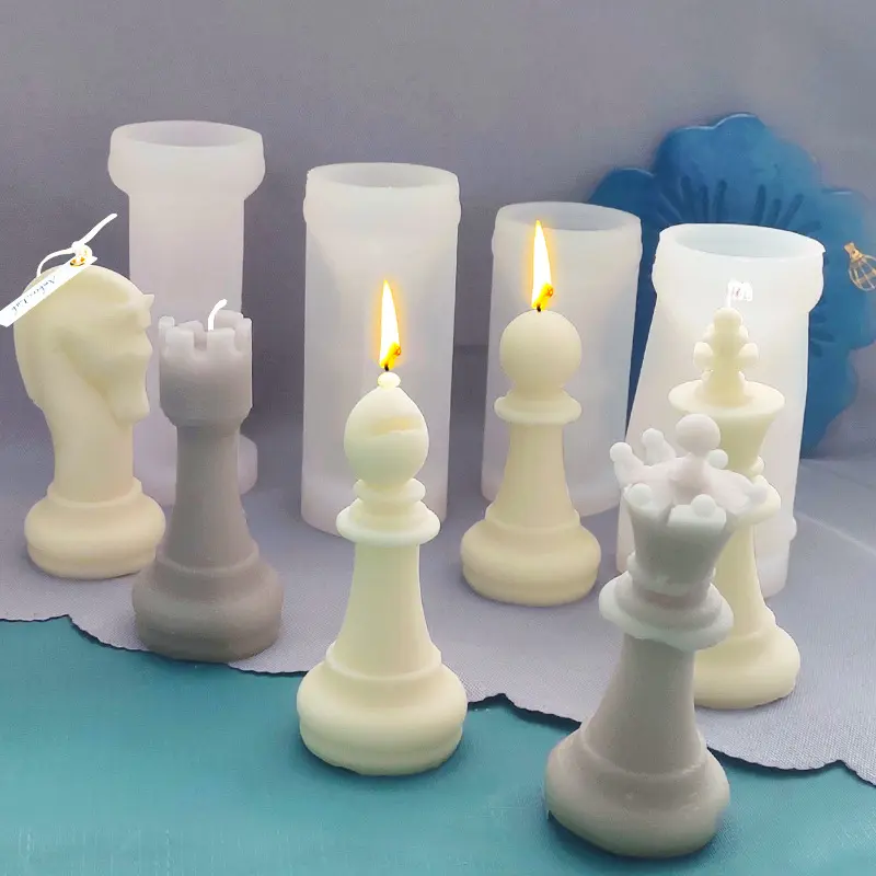 Silicone Bougie Moule Diy Chess Titans Pièces Forme Bougie Savon Fabrication Fournitures Ornement Résine Moule