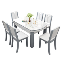 Table à manger en bois massif de luxe léger ensemble de chaises simple et moderne plaque de roche en marbre pliable et extensible pour petit appartement villa