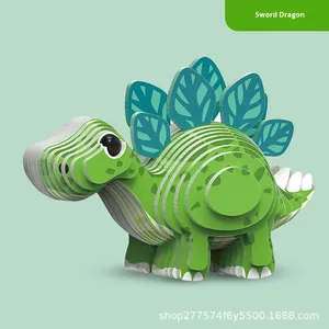 Trẻ em câu đố ba chiều lắp ráp mẫu giáo tự làm thông minh giáo dục sớm Đồ chơi khủng long mô hình động vật giấy 5-7 - Product Image 6