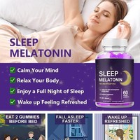 Wanfu Gommes Sommeil à la Mélatonine et aux Fruits Rouges, Formule 6-en-1, 60 Bonbons Végétaliens, Complément Alimentaire pour l'endormissement, Flacon