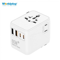 World Plug adaptor pengisi daya perjalanan, 65W GaN adaptor pengisian daya cepat Universal colokan pengisi daya perjalanan internasional untuk Laptop & kamera fungsi PD