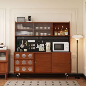 Mueble Bar Moderno de Mediados de Siglo, de Madera, 900 mm de Alto, con Puertas de Vidrio y Almacenamiento para Cocina Doméstica - Product Image 1