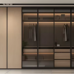 Armoire autoportante moderne haut de gamme, peinte en couleur unie, avec fonction de rangement, pour chambre à coucher et salon. - Product Image 1