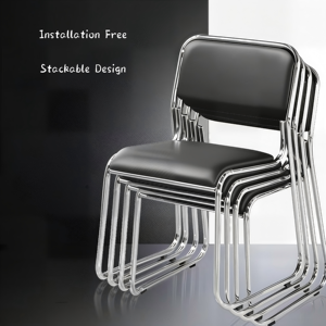 Sedia da Conferenza Impilabile dal Design Moderno, Telaio in Metallo e Seduta in Pelle PU per Hotel, Sale Banchetti e Sale Riunioni d'Ufficio - Product Image 1