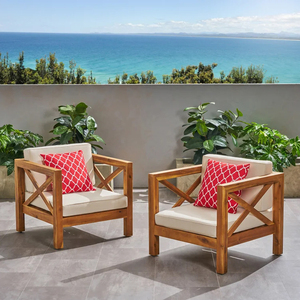 Fauteuils de jardin minimalistes de luxe en bois d'acacia pour le patio balcon la plage le restaurant dinant à prix d'usine meubles extérieurs de diner - Product Image 4