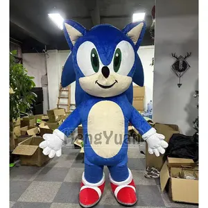 En çok satan yeni tasarım 2.6m peluş yürüyüş maskot OEM şişme sonic maskot kostüm satılık TV ve Movle kostümleri