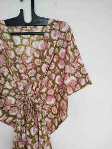 Handmade Yellow Cotton <b>Kaftan</b> One-Piece Dress for Women Boho <b>Beach</b> Cover-Up Summer Resort Wear 1 Piece Breathable Quick Dry - Product Image 6