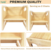 Table et chaise de sevrage Montessori Table et chaise en bois massif pour tout-petits Ensemble table et chaise cube à 2 niveaux de hauteur pour les tout-petits