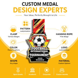 Medaglia Sportiva Personalizzata in Lega <span class=keywords><strong>di</strong></span> Zinco 3D <span class=keywords><strong>di</strong></span> Alta Qualità con Design Personalizzato per Calcio - Product Image 3