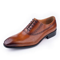 Chaussures habillées de luxe en cuir véritable pour hommes, faites à la main, à bout pointu, à lacets, pour le bureau, les affaires, les mariages et les tenues de soirée formelles