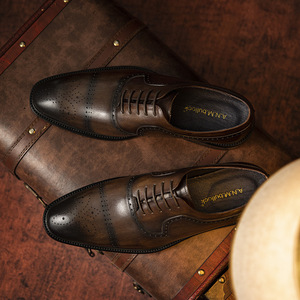 Men's Genuine Leather Business Formal Shoes <b>Top</b> Layer Cowhide Casual Breathable High-End Dress Shoes for Summer - Product Image 1