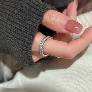 S925 Pure Silver Zircon Woven <b>Ring</b> Simple Fashionable <b>Open</b> Mouth Design Niche Light Jewelry Box Personalized Stackable Inlay - Product Image 3