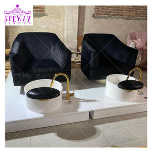 Speway, venta al por mayor, sin plomería, asientos dobles, salón negro, spa para pies, sillas de pedicura de lujo con chorro magnético - Product Image 4
