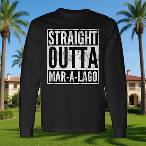 Camiseta de manga larga Straight Outta Mar A Lago, camiseta negra con declaraciones políticas - Product Image 3
