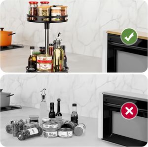2/3 Tiers Carbon Steel <b>Kitchen</b> Revolving Tray Organizer 360Rotating Turntable Spice Rack Multifunctional Home <b>Storage</b> Cabinet - Product Image 4