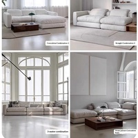 Ensemble de chaises longues en tissu coton-lin, style cabane en bois, avec pieds en bois blancs, coussin de dossier et accoudoirs carrés, personnalisable, directement de l'usine.