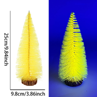 Mini sapin à aiguilles fluorescent bleu UV réactif de 20 cm, avec base en bois, pour décoration de boîte de nuit et de fête sous lumière noire