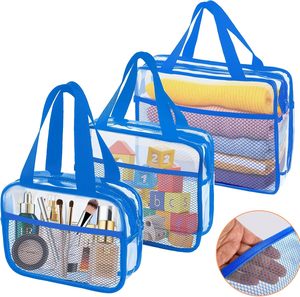 Transparent PVC Clear Nylon Travel Cute <b>Makeup</b> Organizer <b>Storage</b> Bag Preppy Cosmetic Zipper Pouch Purse Travel Coin Pouch - Product Image 1