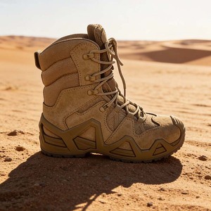 Bottes de randonnée mi-hautes en daim marron TSB07 Ranger Patrol, imperméables, toutes saisons, pour activités de plein air, de trekking et de montagne. - Product Image 2