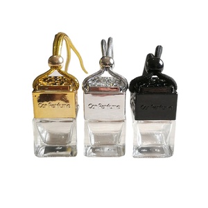 Wholesale Custom Logo Durable Square Shape 8ml Glass Empty Air Fragrance <strong>Diffuser</strong> Mini <strong>Car</strong> Hanging Perfume Bottle With Box - Product Image 1