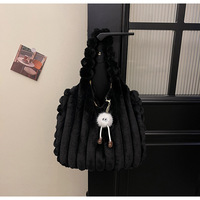 Sac à main en peluche pour femme, couleur unie, sac à bandoulière, sac fourre-tout moelleux en peluche, vente chaude