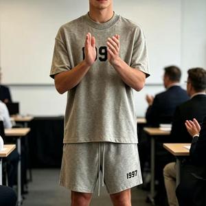 T-shirt a maniche corte Fear 1997 con stampa di lettere in bianco <span class=keywords><strong>e</strong></span> nero 300g God - Product Image 2