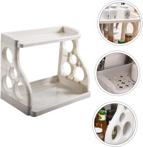 Multi-purpose Kitchen Shelf Double <b>Plastic</b> Ground Kitchen Seasoning <b>Rack</b> Detachable Porous Tool Multifunction Storage <b>Rack</b> Hot - Product Image 3