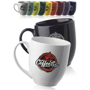 Ceramic Custom Cups 16 Oz. Bistro Black Color Mugs Ceramic Cappuccino Mug Matte Best Gift Ideas
