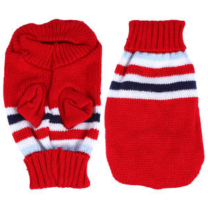 ホットセールブルーレッドウォームストライプビッグドッグセーターパターンニット犬プルオーバージャンパー - Product Image 3