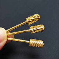 2026 Gold Large Barrel 3/32" 4XC 3XC Forets à ongles en carbure de tungstène à pointe lisse, outils professionnels pour le nail art, pour salon et spa à domicile