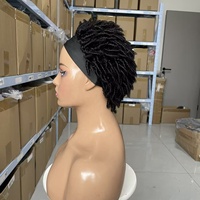 Nouvelle perruque courte Pixie fabriquée à la machine, cheveux vierges brésiliens 12A, avec bandeau, bouclée, couleur naturelle
