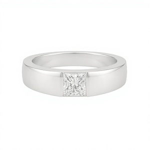 14K White Gold 1 CT Princess Cut Lab Grown Diamond Tension <b>Set</b> <b>Mens</b> Wedding <b>Ring</b> - Product Image 1
