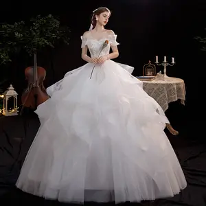 ZX-2302 Main wedding dress 2024 new bride shoulder-length French style simple light forest dreamy