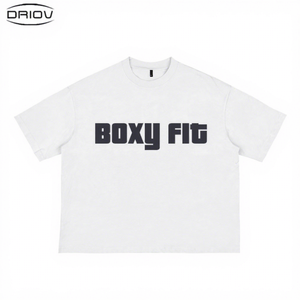 T-Shirt da Uomo Driov di Alta Qualità 100% Cotone Taglio Corto Oversize Stampata alla Moda con Logo del Marchio Personalizzato Vestibilità Boxy - Product Image 1
