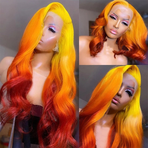 Mái tóc giả lưới trong suốt kiểu ombre 3T 613/Cam/Đỏ tía, tóc Brazil, mái giữa, sóng lơi, dành cho nữ, dài 10-30 inch - Product Image 5