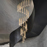 Lustre en cristal luxueux, luminaire suspendu LED moderne en or avec télécommande pour hôtel, villa, hall d'entrée, escalier