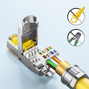 Conectores de Internet RJ45 <span class=keywords><strong>Cat</strong></span> <span class=keywords><strong>6A</strong></span> <span class=keywords><strong>Cat</strong></span> 8 Industriales Sin Herramientas, Enchufe Ethernet Blindado de Aleación de Zinc - Product Image 1