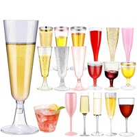 Flûtes à Champagne jetables réutilisables de tasse de gobelets de vin en plastique acrylique incassable de luxe pour le grillage